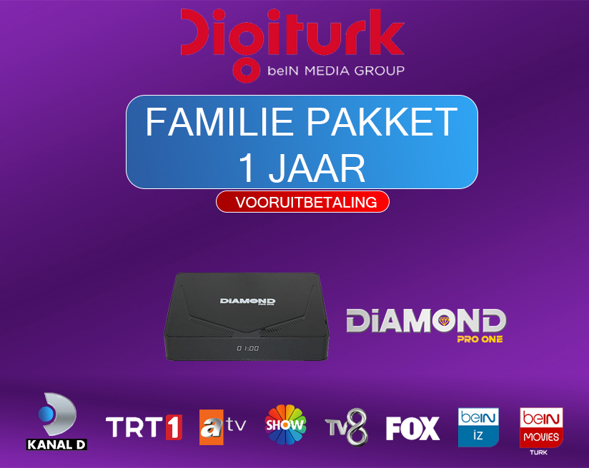 Digiturk Aile Diamond Pro One Digiturk Familie Pakket 1 Jaar + Diamond Pro One - Afbeelding 1